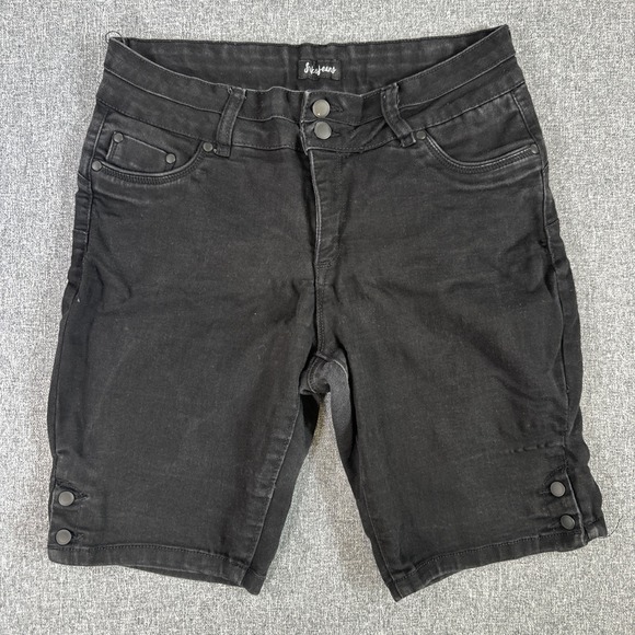 Levi's Pants - Suko Jeans Women's Black Bermuda Shorts Size 12 Stretch Mid Rise Snap Hem